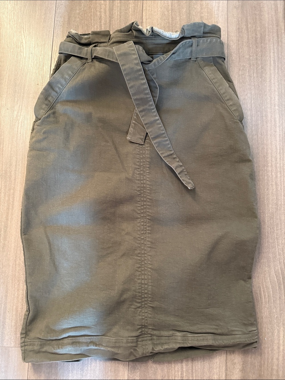 Banana Republic Olive Green Paperbag-Waist Pencil Skirt